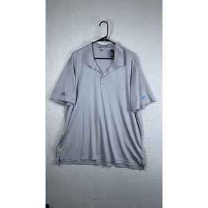 Adidas Polo Shirt Mens 2XL‎ Gray Solid Performance KONE Logo Golf Short Sleeve